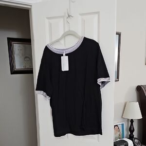 Black Top with Striped Trim